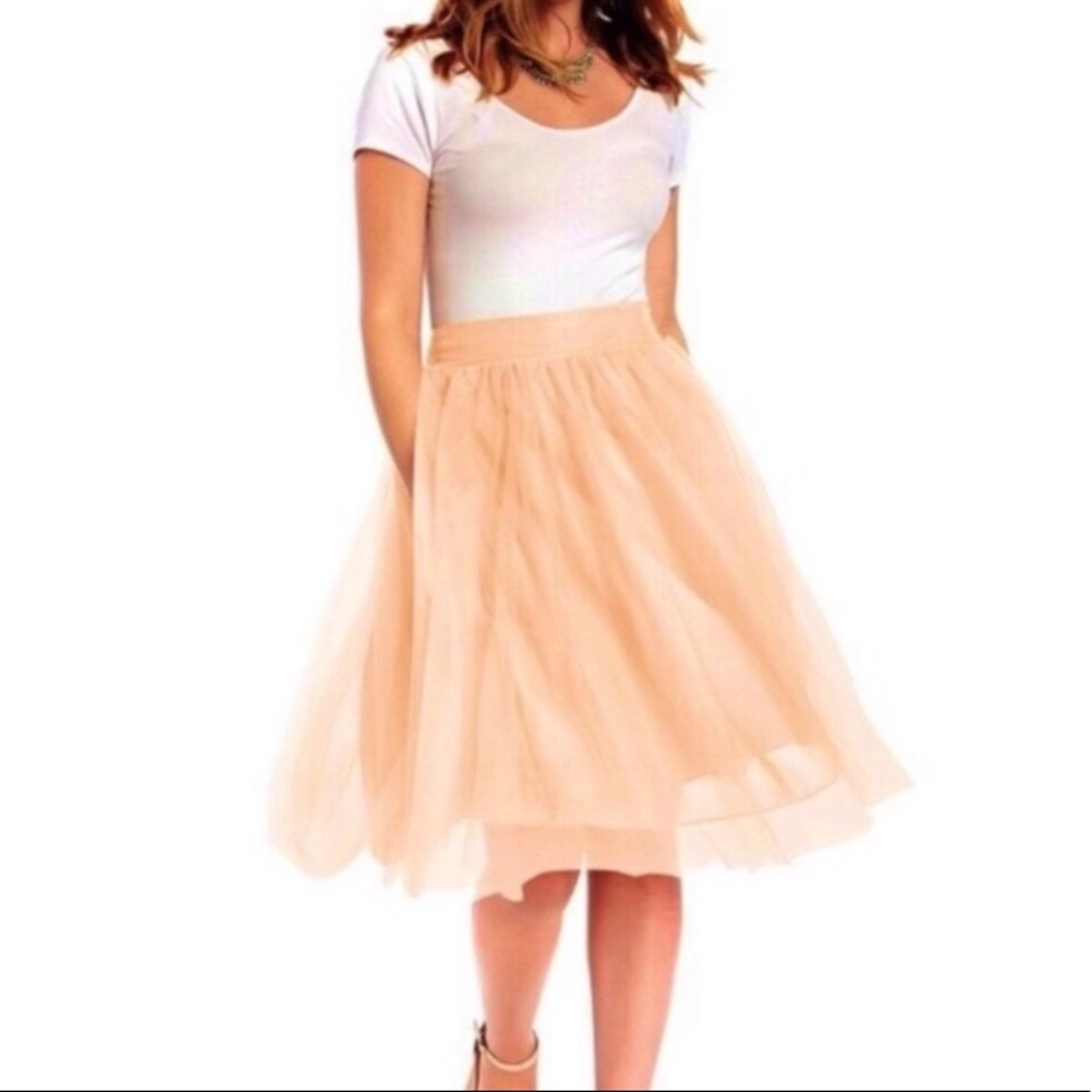 Azazie Tulle Peach Sylvie Bridesmaid Skirt Medium